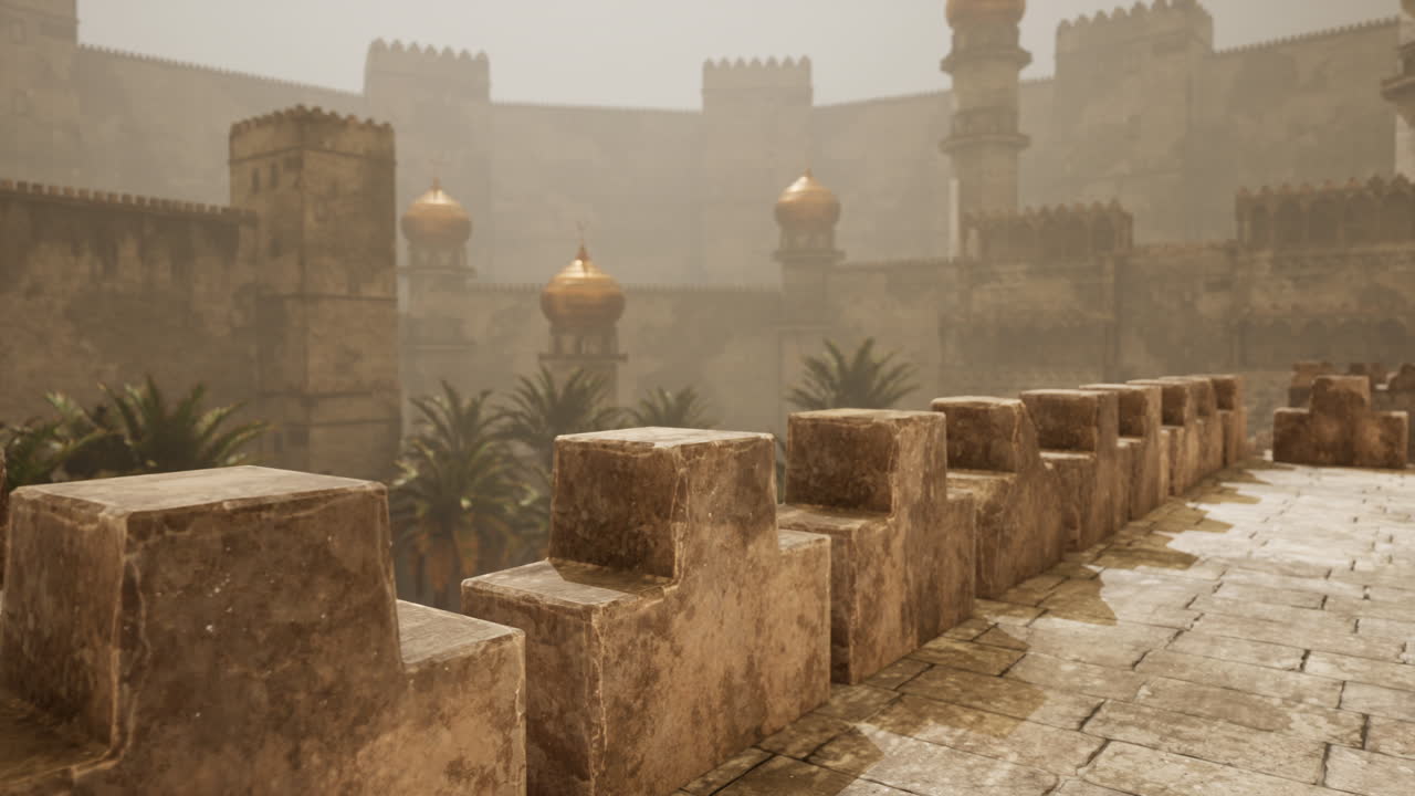 Exploring the ancient city majestic architecture in the haze