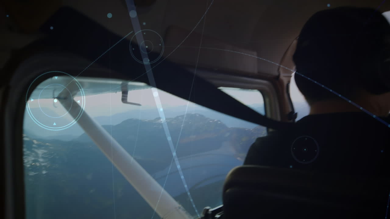 공항을 통한 패키지와 함께 드론을 통한 연결 네트워크의 애니메이션