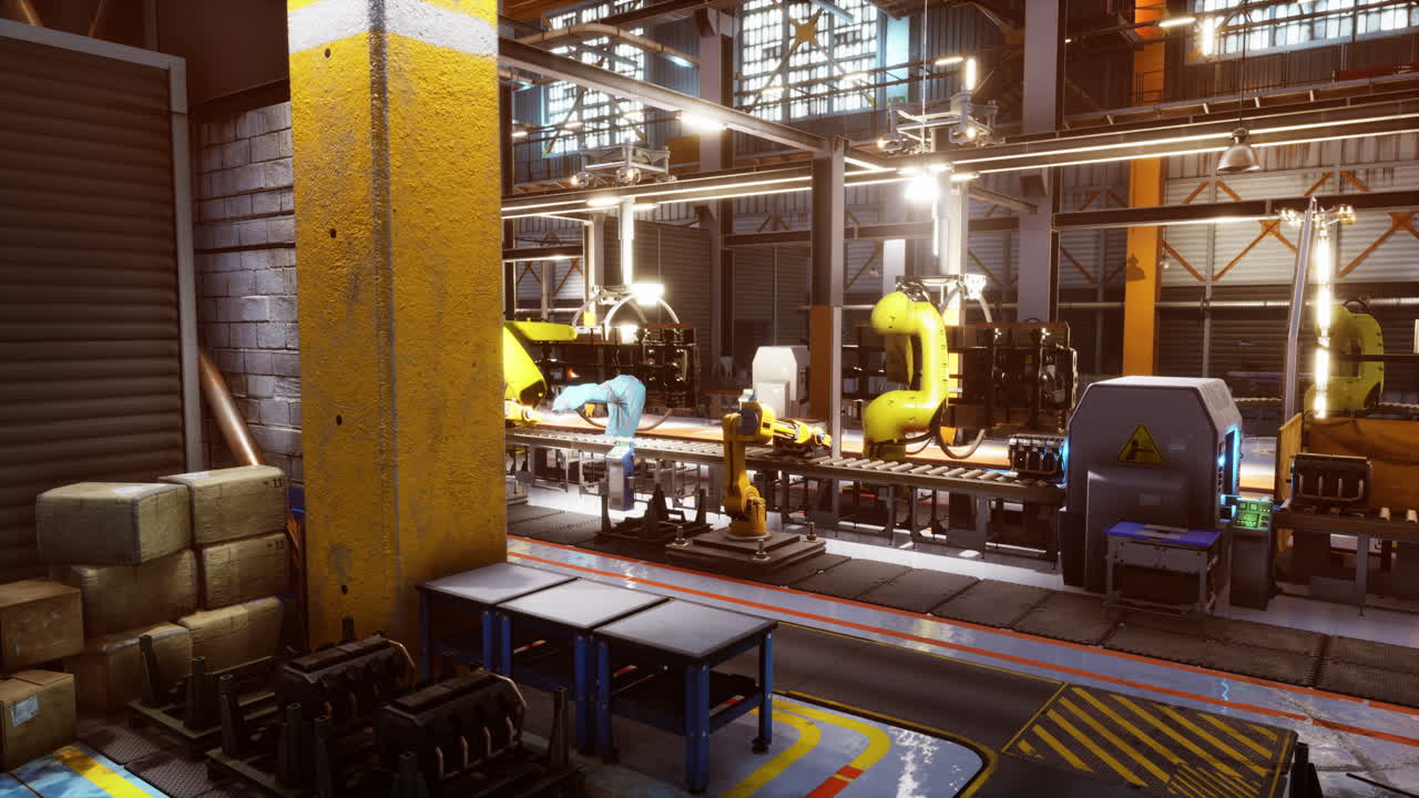 Automobile production factory at work