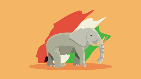 india celebration animation with flag and elephant