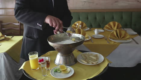 chef preparing crepe suzette