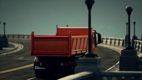 big lorry truck on the bridge