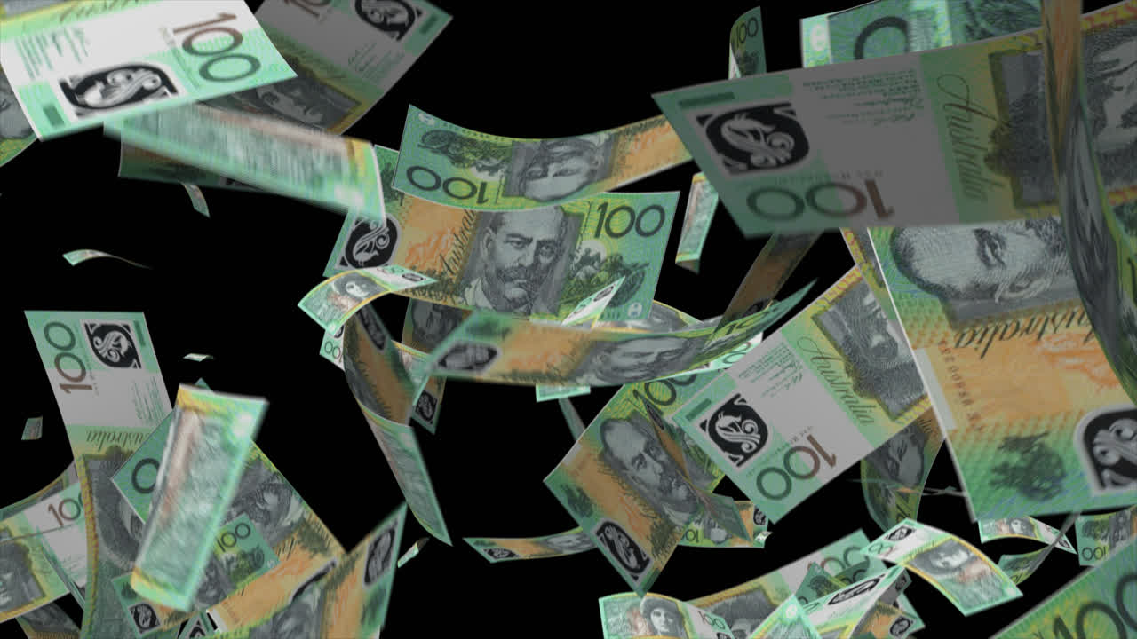 Australian 100 Dollar Bills Falling