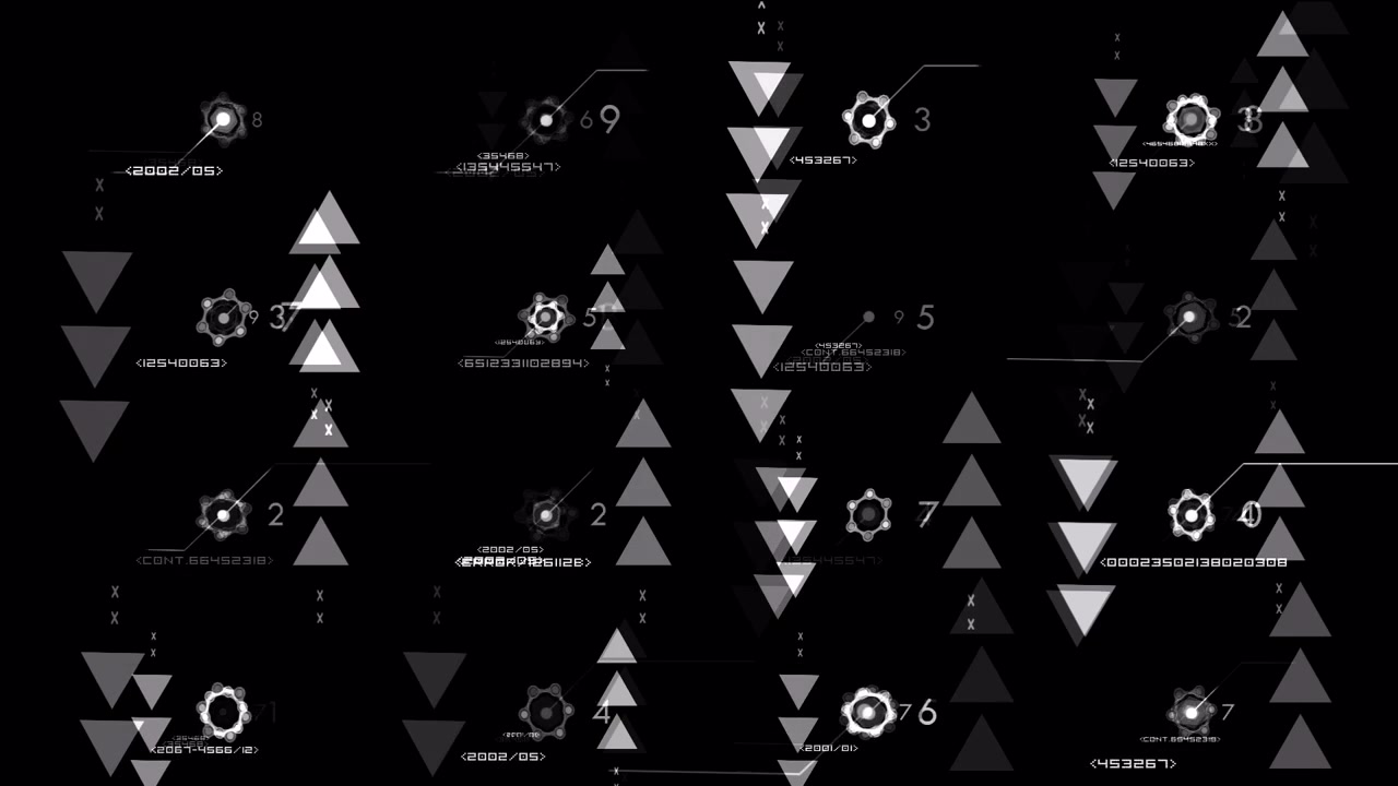 Abstract Digital Data Interface with Triangles and Numbers