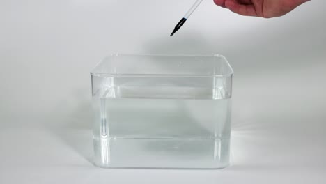 dropper releasing ink into clear water tank