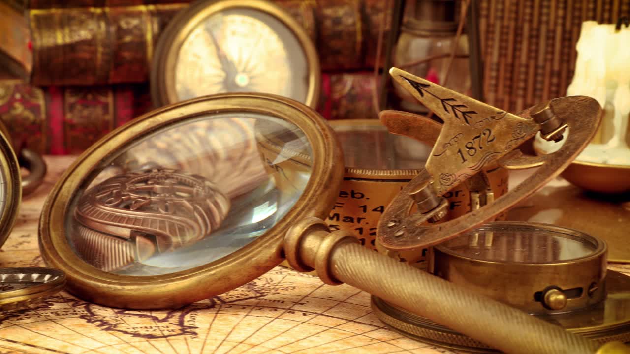 1565년의 오래된 지도에 그려진 빈티지 고정물입니다.