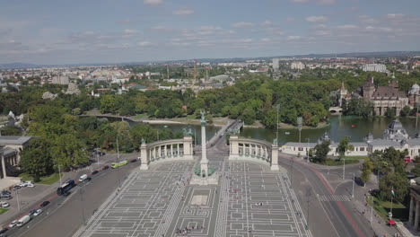 tiro de drone del monumento del milenio en budapest