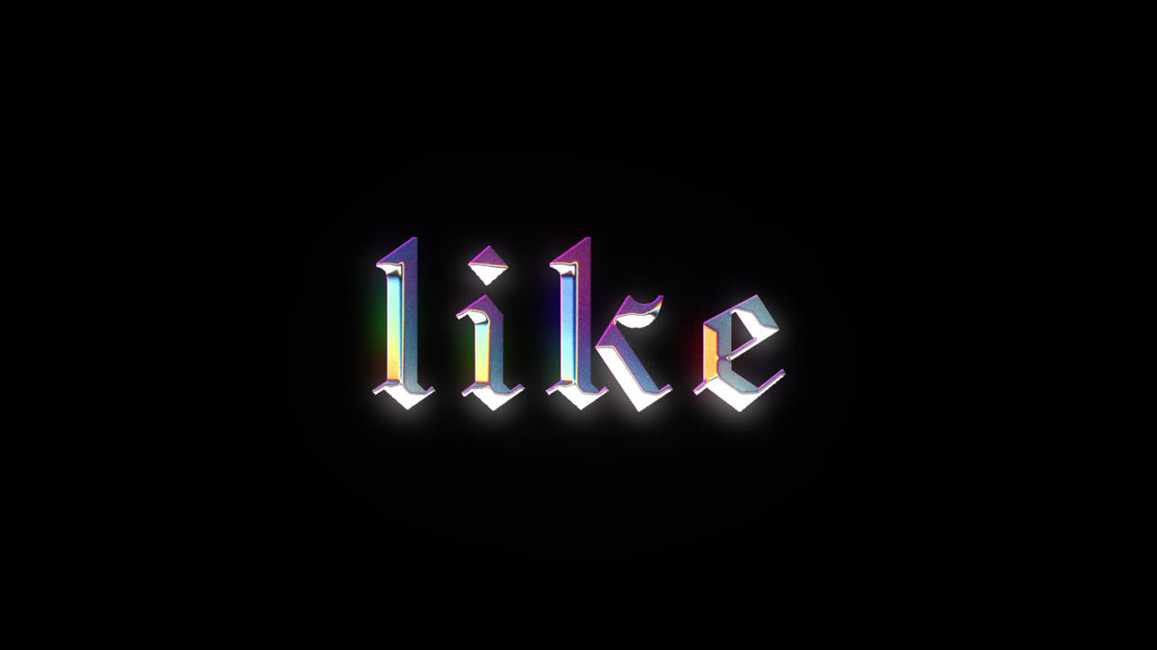 Holographic Like Text in Gothic Font on Black Background