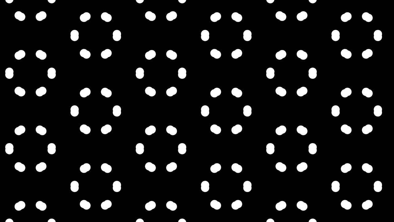 patrón gráfico en blanco y negro con efecto estroboscópico e hipnótico, mientras aumenta en tamaño y luego lo reduce.