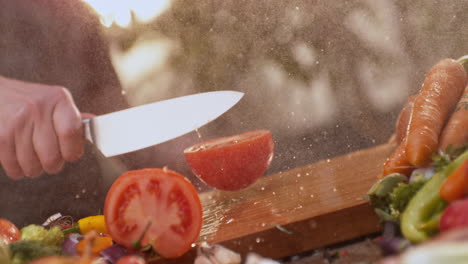 chef chopping vegetables