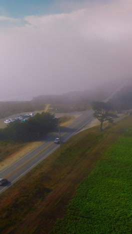 drone shot of beautiful american landscapes. montara state beach in california. vertical video