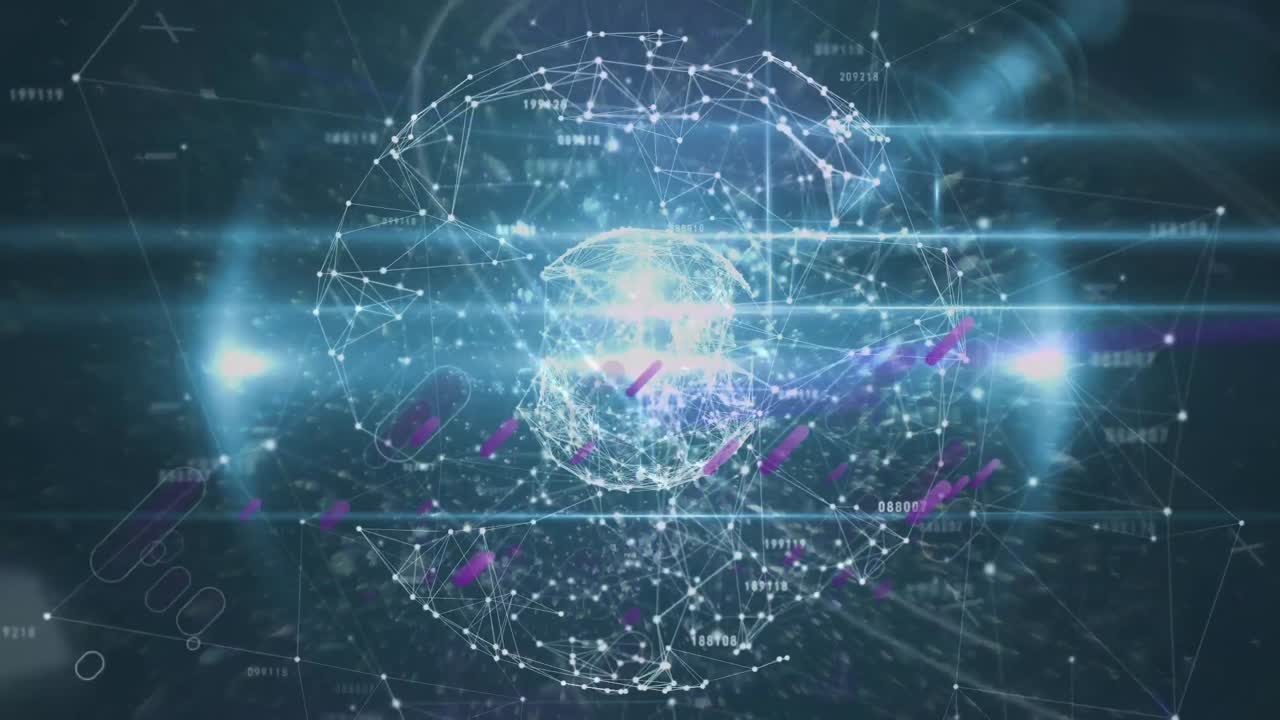 animación de líneas púrpuras sobre la red de conexiones