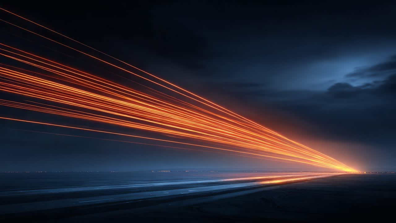 Spectacular Display of Light Trails Against a Dark Sky, Capturing Motion and Energy in a Dynamic Scene of Nighttime Glow and Movement Progression