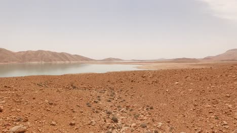 aerial: dam in desert morocco