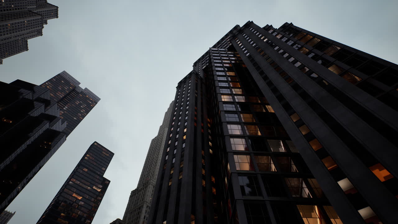 paisaje urbano con rascacielos por la noche
