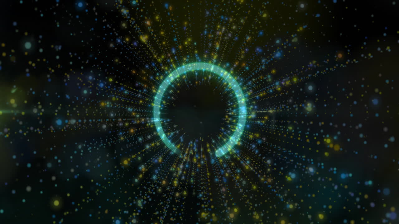 animación del círculo de carga sobre puntos de luz sobre fondo negro