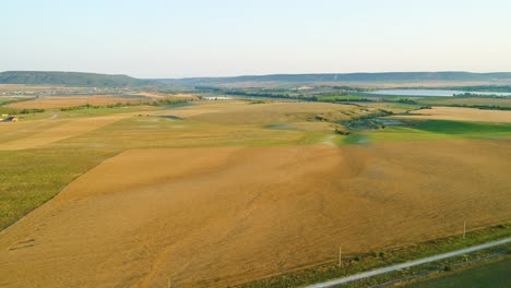 aerial view of agricultural fields and valley landscape