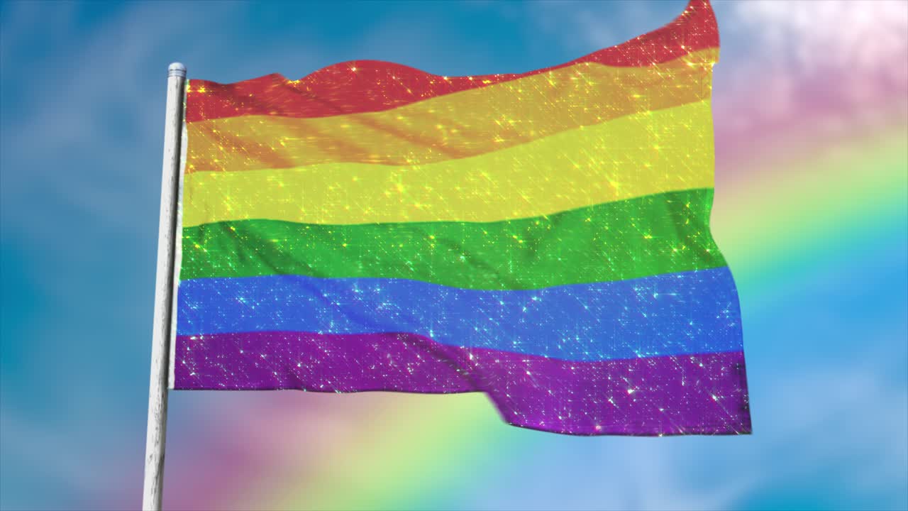 animación cgi 3d de una bandera del arco iris, que representa la tolerancia y los derechos de los homosexuales para las comunidades lgbti
