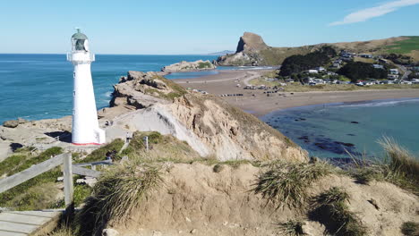 view from castlepoint lighthouse in the wairarapa, new zealand on a sunny day