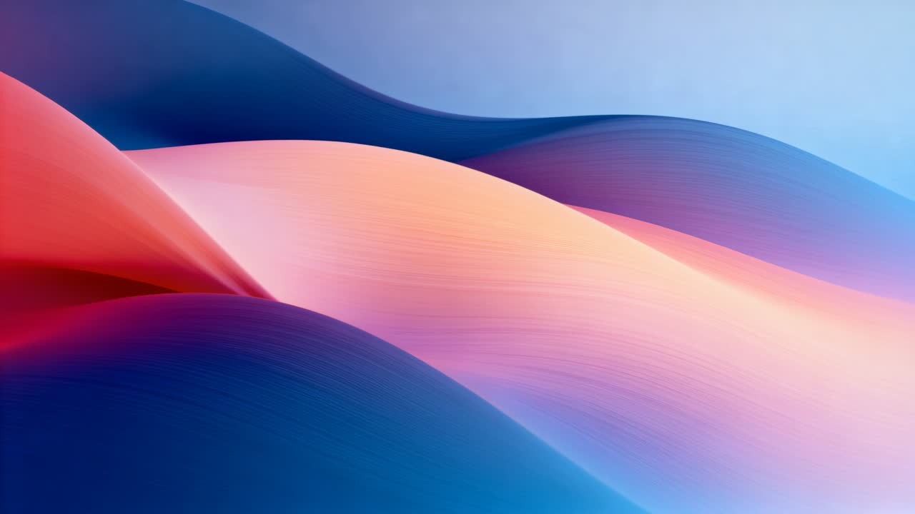 Sweeping light driving layered gradient waves shifting across digital plane, forming calm wallpaper