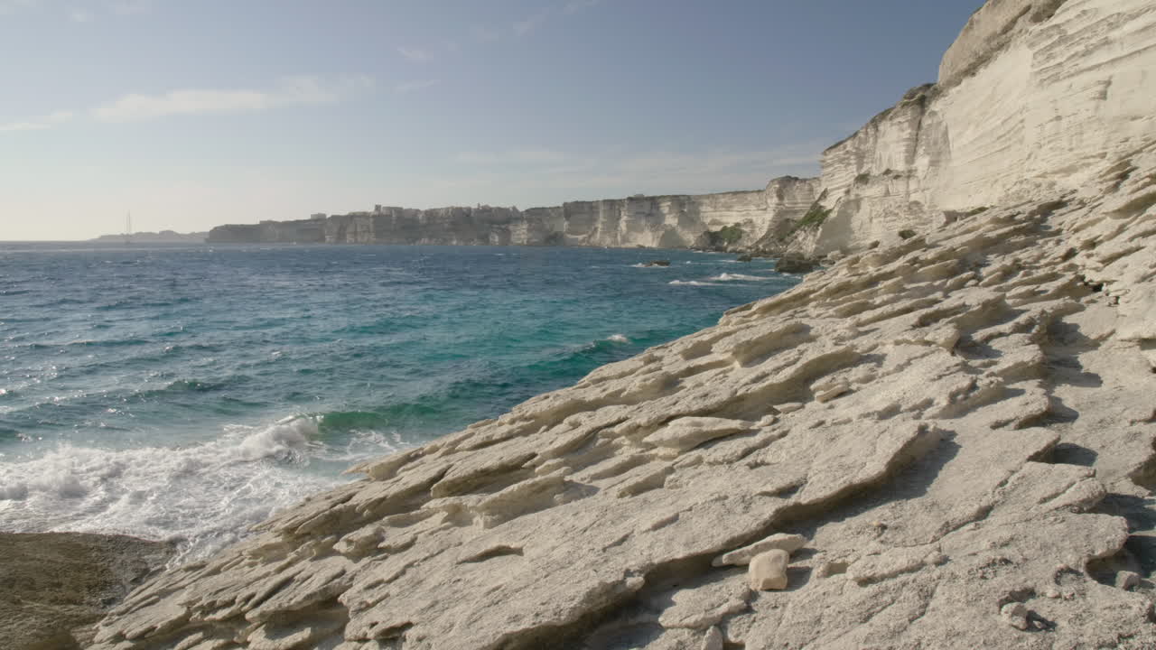 Bonifacio Corsica Cliffside coastline Mediterranean Sea with Historic old Town and Coastal Landscape