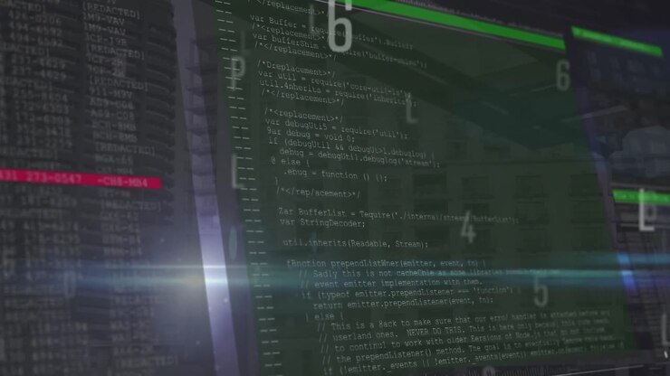 Animation af databehandling over sort baggrund