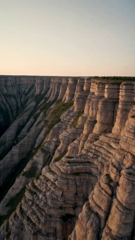 aerial view of layered rock formations
