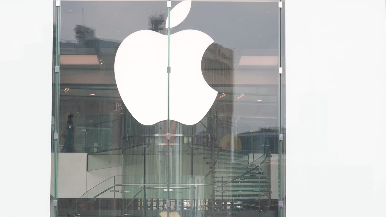 A look at the Apple Store, the iconic American tech giant, with its logo prominently featured.