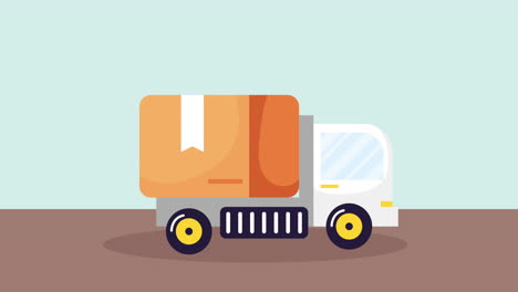 truck with box delivery service animation