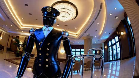 robot concierge in a hotel lobby