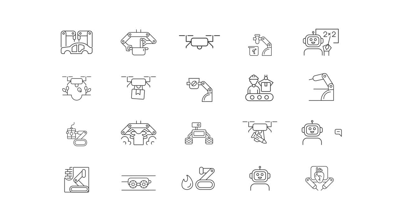 Collection of robotic and automation icons