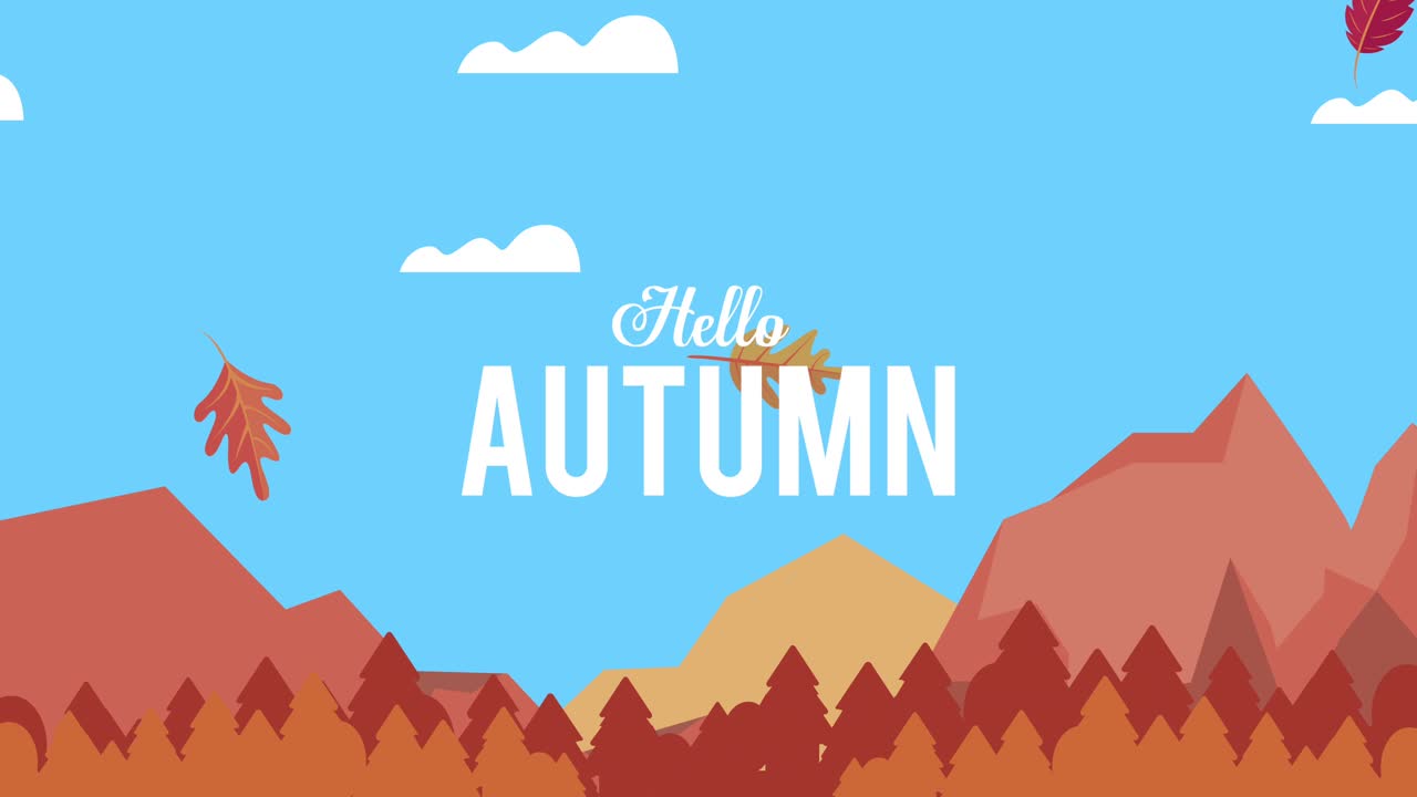 hello autumn lettering with animation