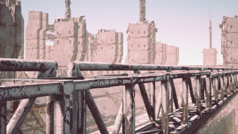 rusted details with the equipment in an oil refinery