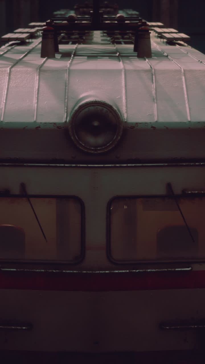 오래된 열차 엔진의 클로즈업