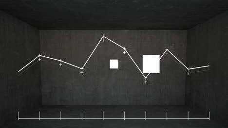 Animation-of-statistics,-ai-data-processing-over-grid-and-dark-background