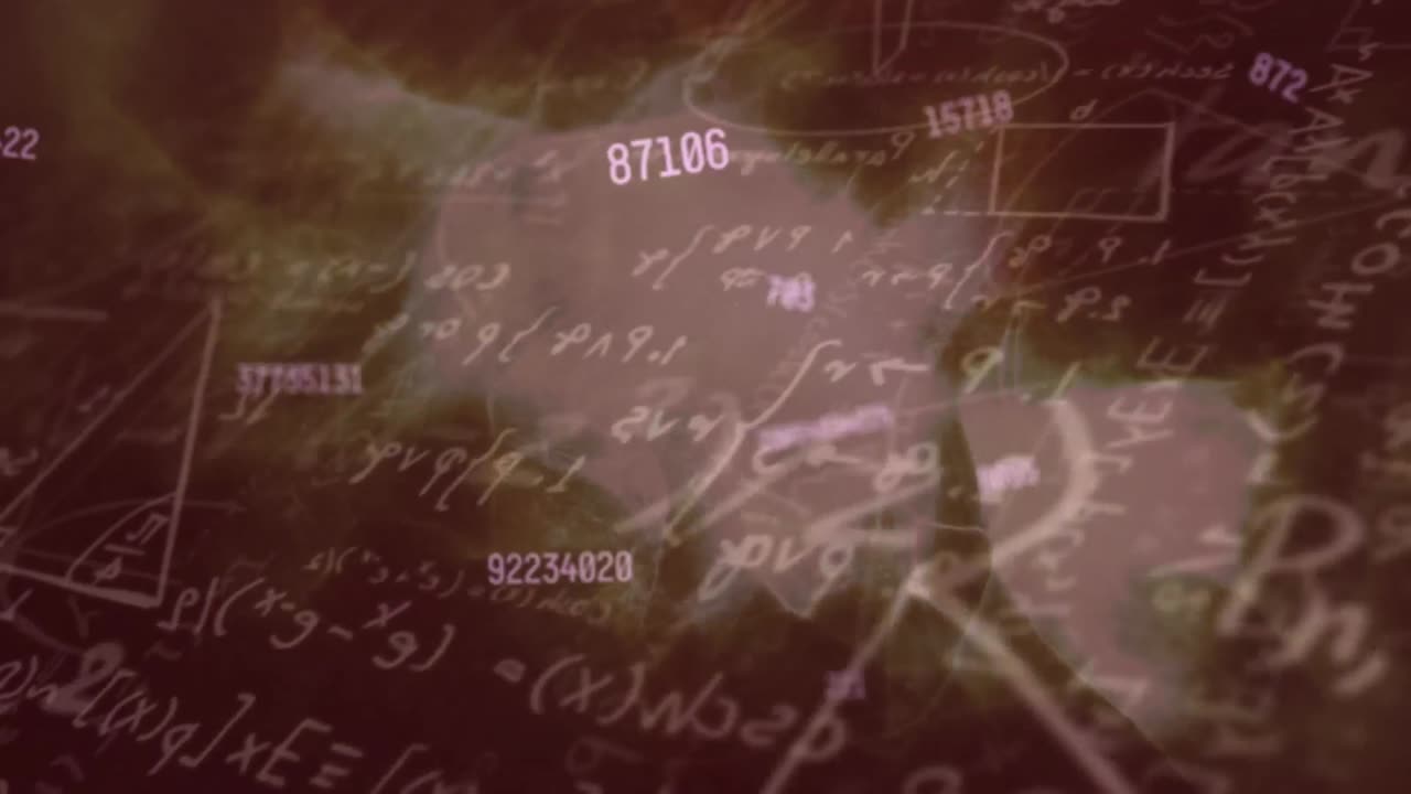 animación de ecuaciones matemáticas sobre formas en fondo negro