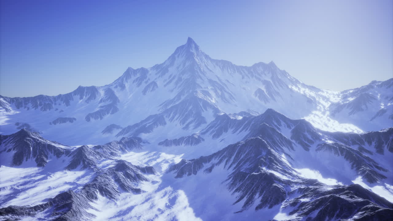 Majestic mountain range under a clear sky displays natures splendor