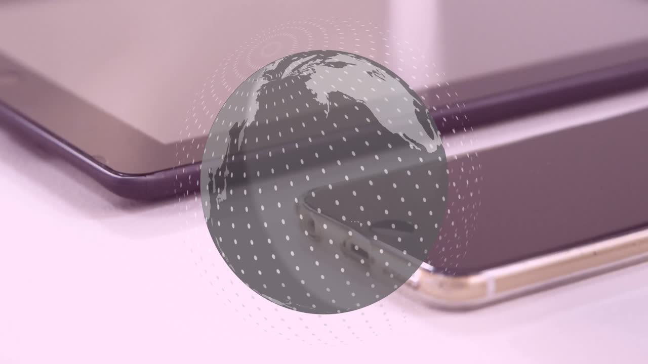 태블릿, 스마트 폰 및 스마트 워치에서 지구의 애니메이션