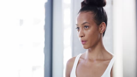 beauty, skincare and face routine while a serious