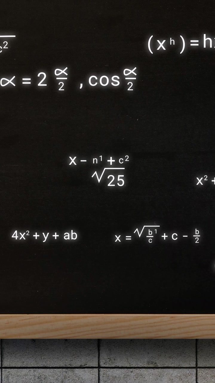 Animation of mathematical equations over black board