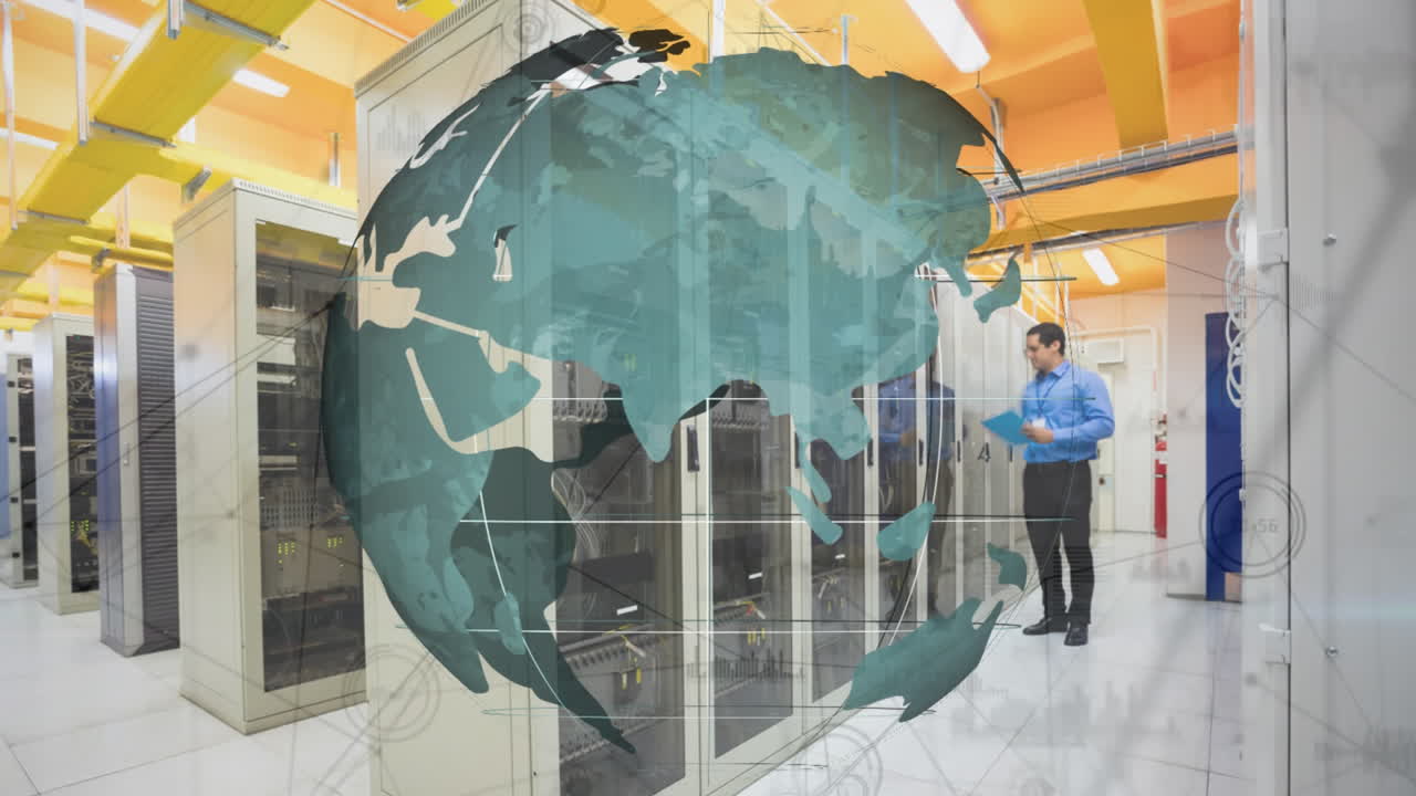 서버 방 에 있는 기술자 의 디지털 복합 사진