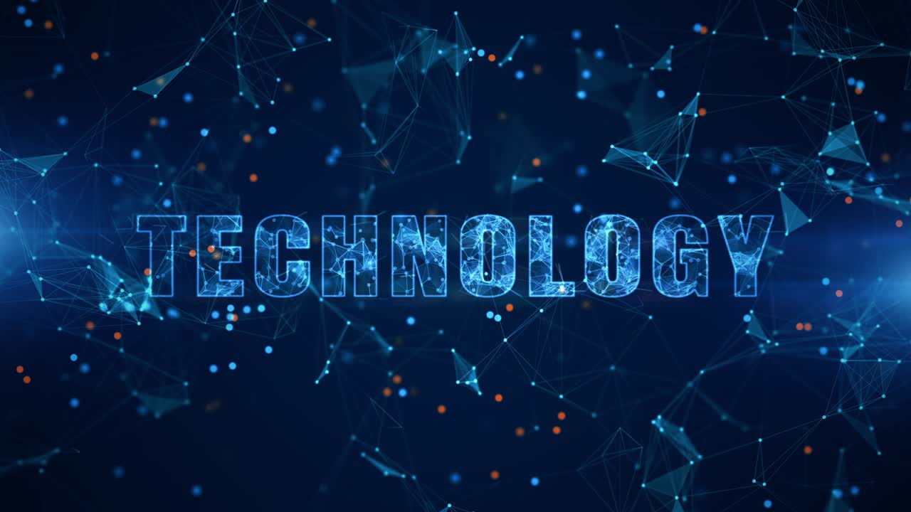 Technology Text, Technology digital data connection, Futuristic abstract background. 4K