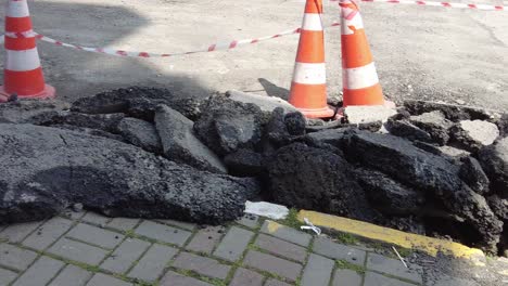 road construction with traffic cones