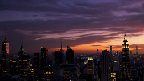 new york city skyline at sunset