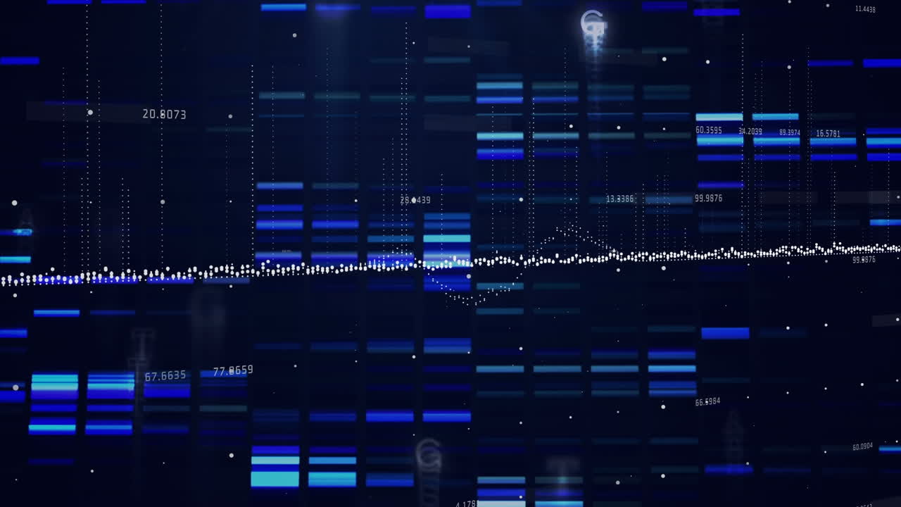 Animation of dna strand spinning and data processing
