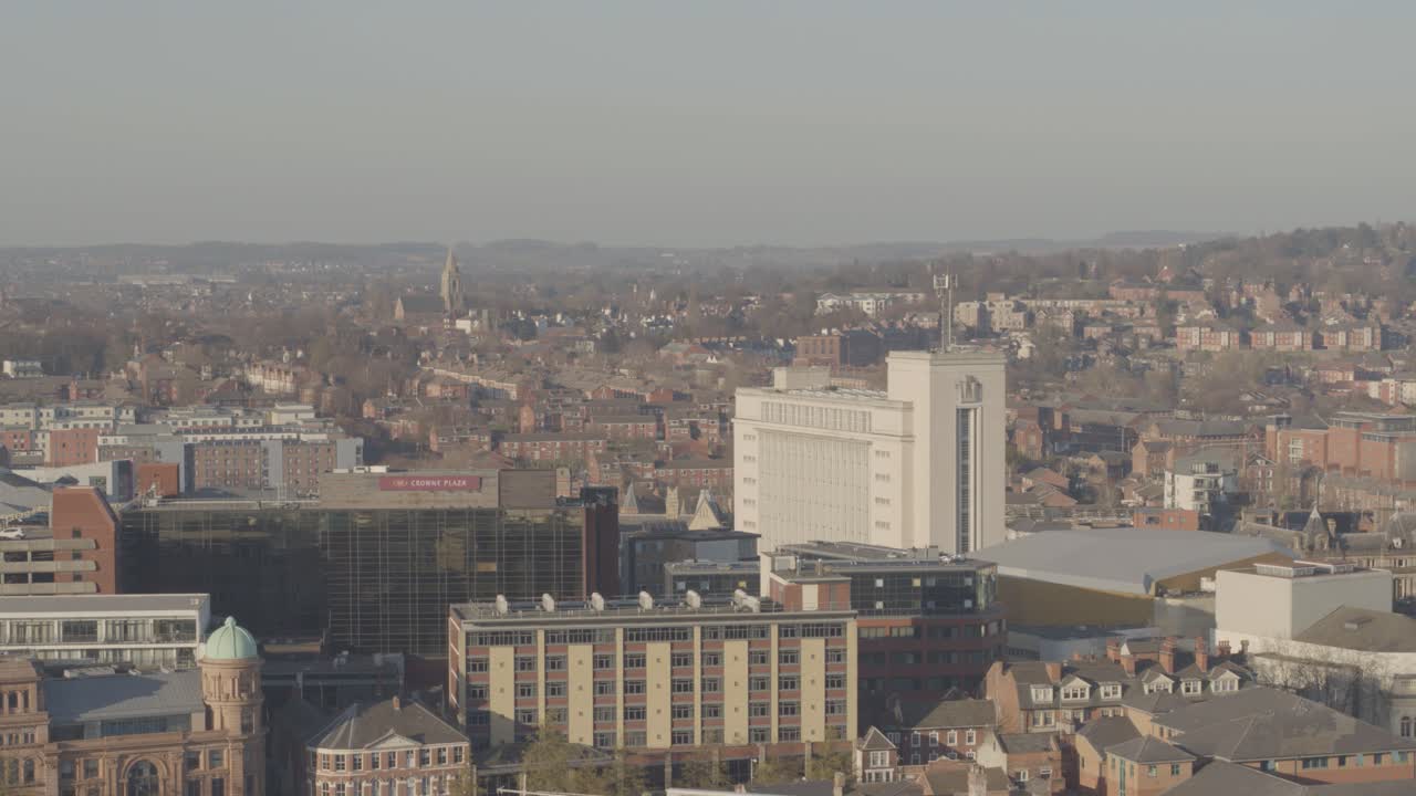 Punto di vista in movimento della città di Nottingham, Nottinghamshire, Regno Unito