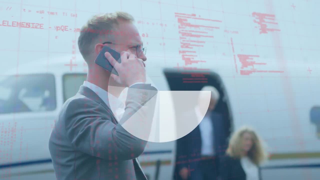 animación del procesamiento de datos sobre personas en el aeropuerto