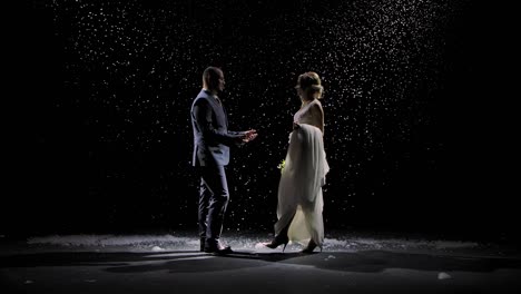 winter wedding couple portrait