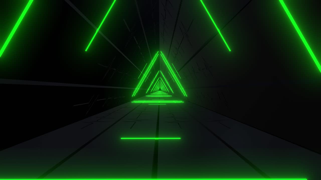 túnel de triángulo verde neón