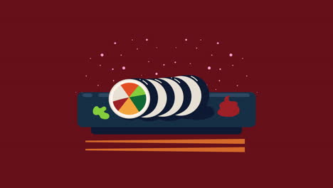 animación de la cultura coreana con sushi